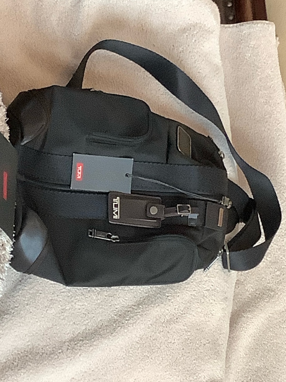Tumi Black Nylon Messenger Sling Bag